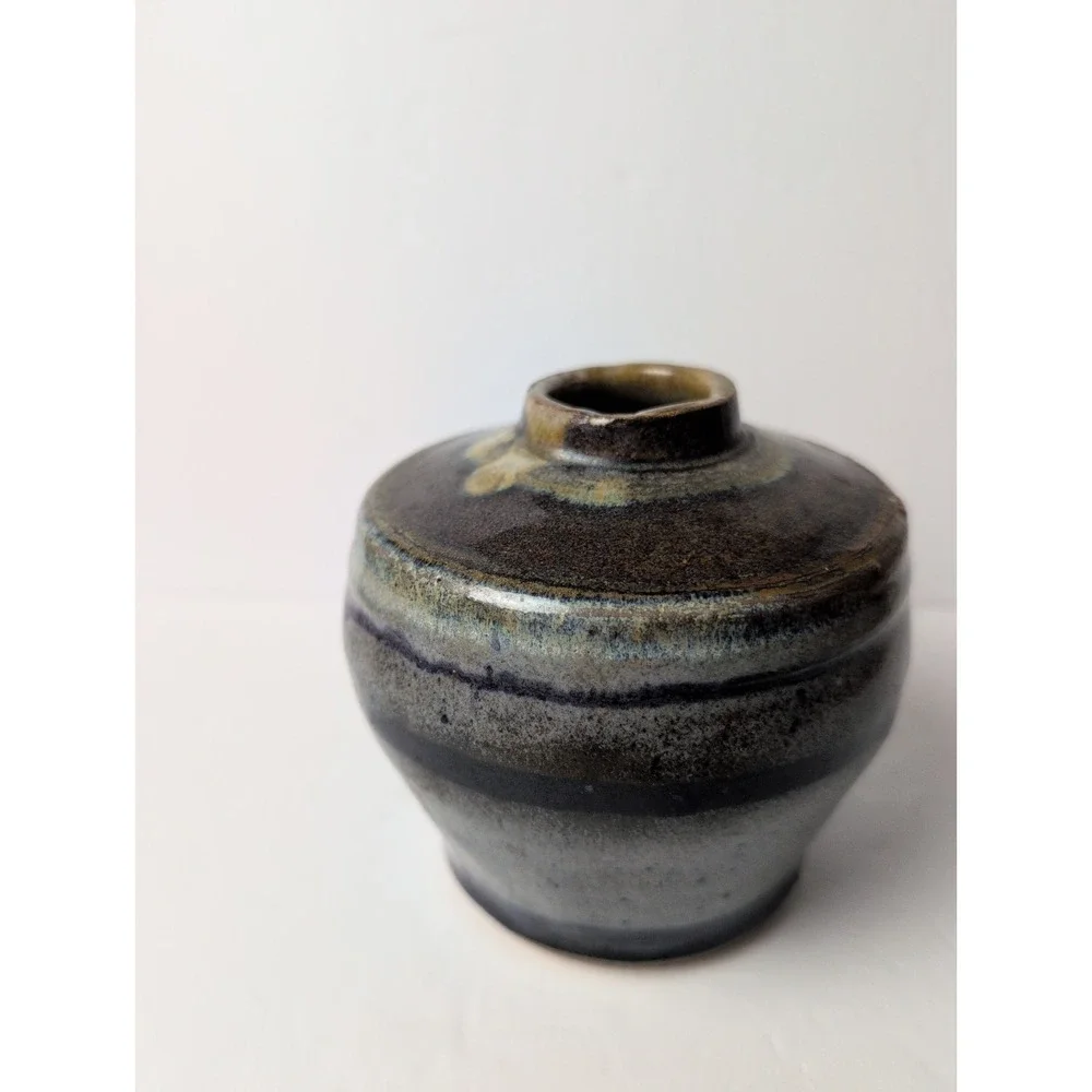 Studio Art Pottery Blue, Green, Brown Pottery Bowl/Vase Signed